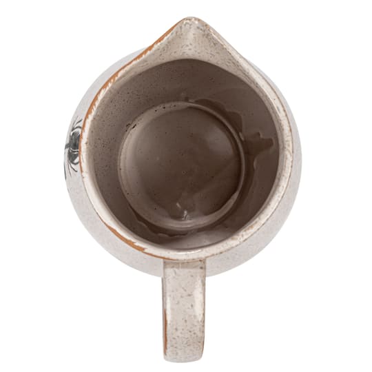 Hello Honey® 50oz. White & Black Reactive Glaze Flower Design Debossed Stoneware Pitcher